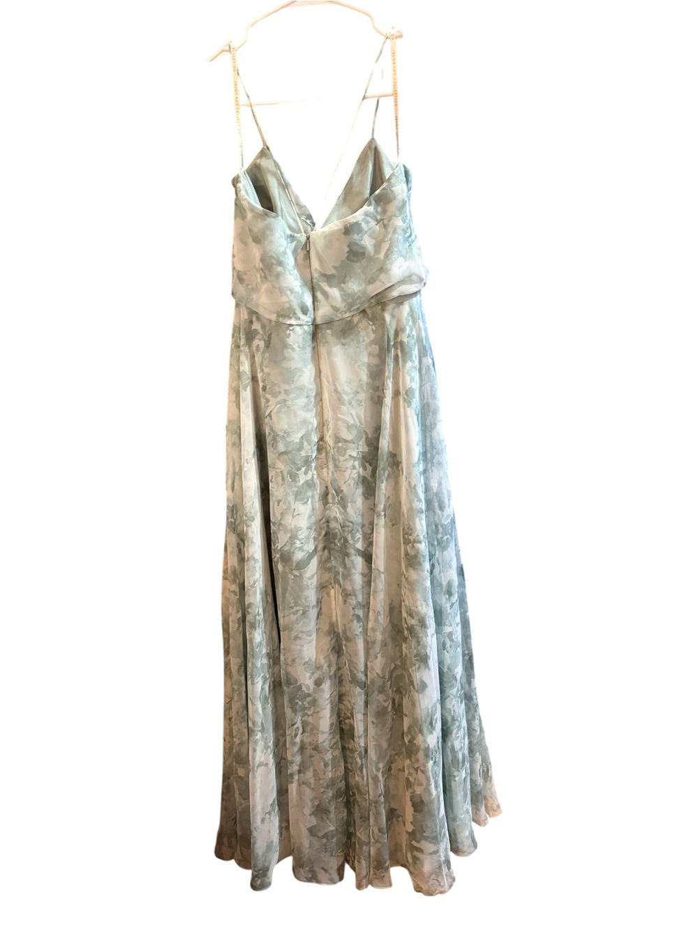 JENNY YOO Soft Sage Green Floral Chiffon Spaghetti Strap Maxi Dress - Picture 6 of 6